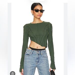 Sami Miro Vintage asymmetrical long sleeve top green